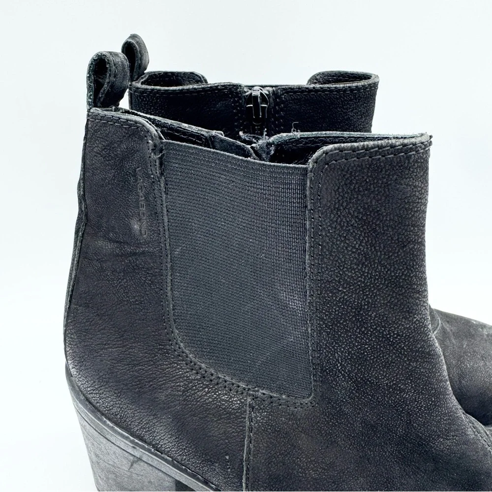 Vagabond Shoemakers Grace‎ Nubuck Chunky Chelsea Ankle Boots Black Sz 39 Minimal